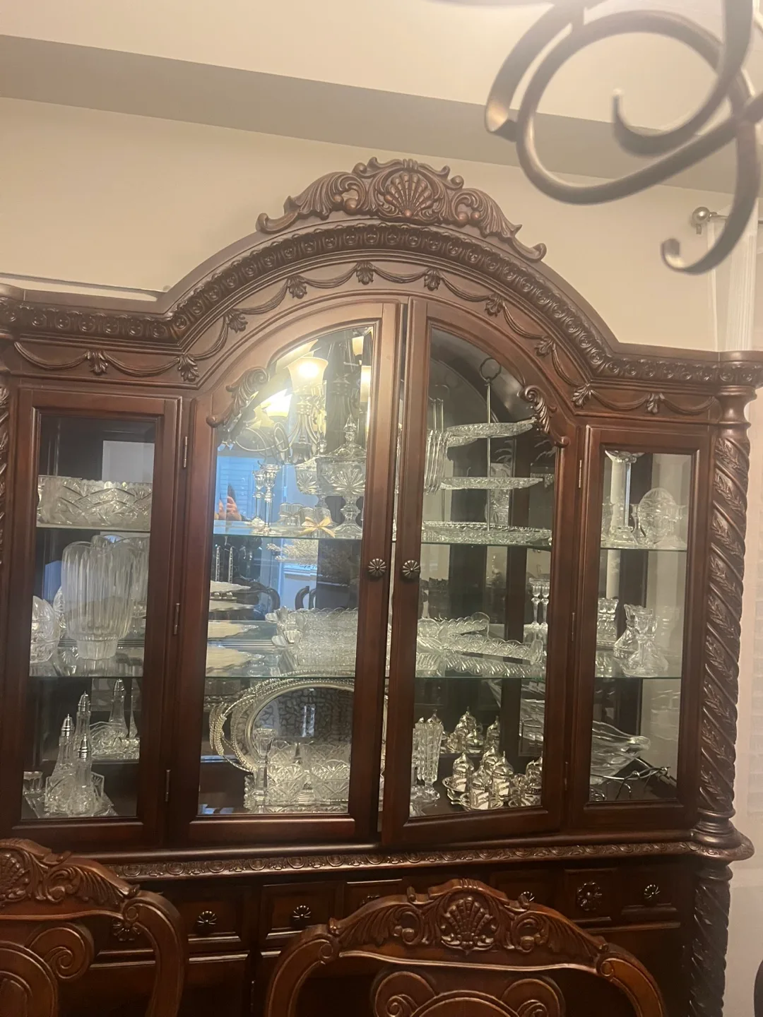 Ornate Dark Wood China Cabinet - moving out image indicator(2)