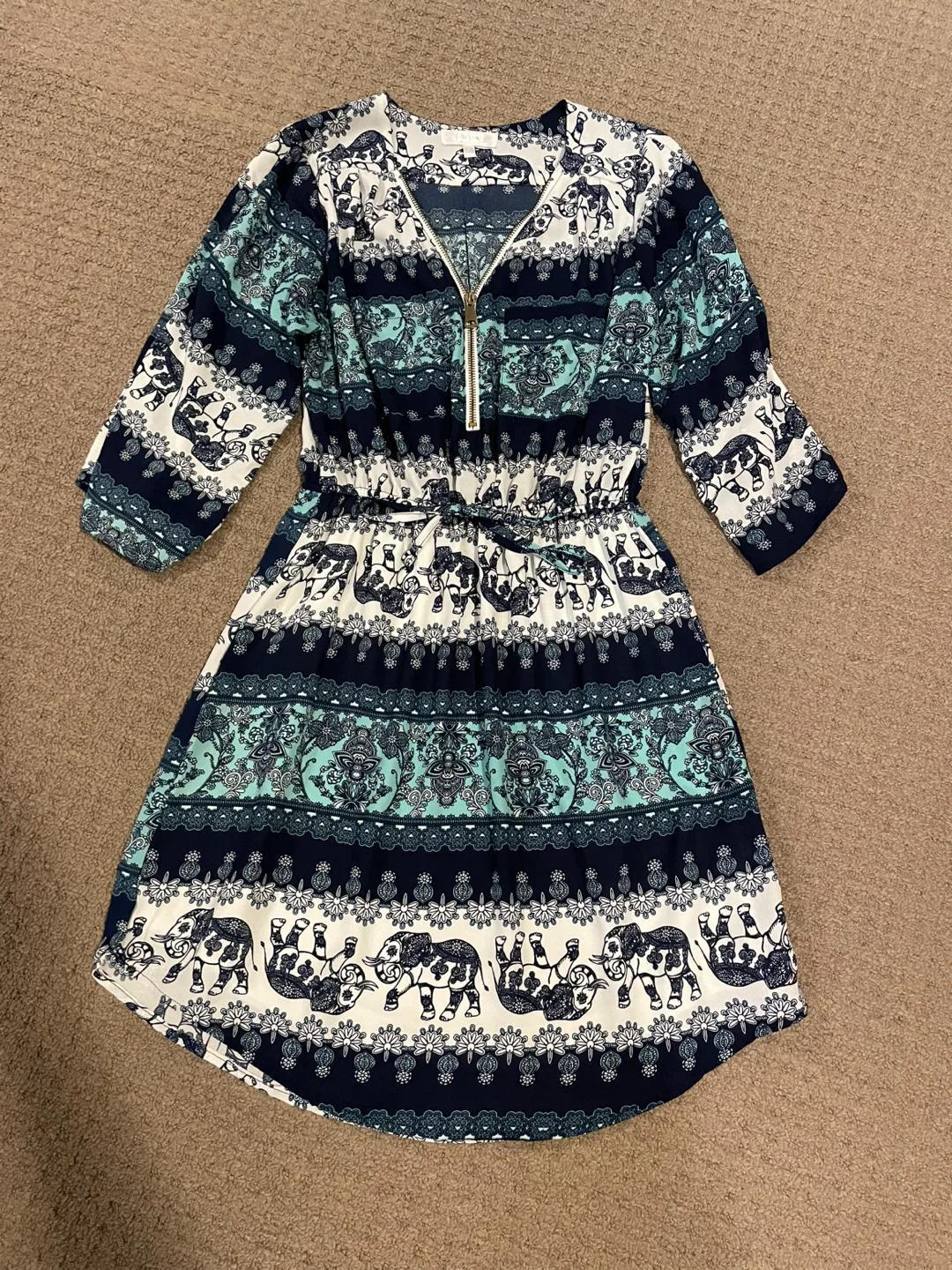 Patterned Dress with Zipper Detail thumbnail