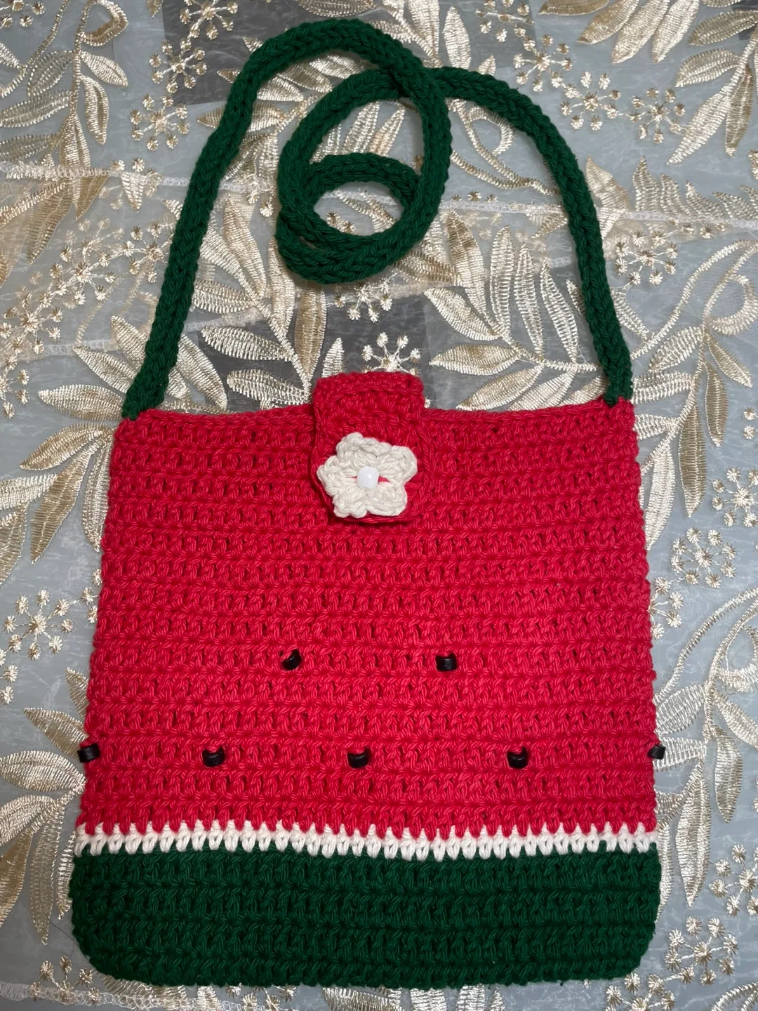 Handmade Crochet Watermelon Bag thumbnail