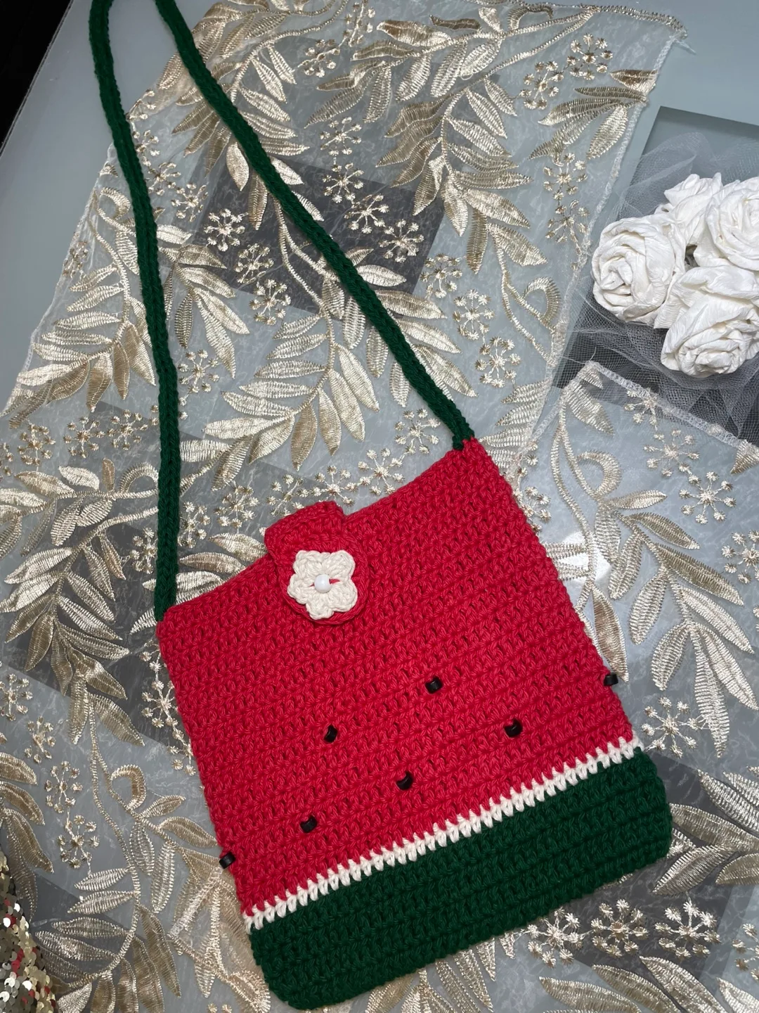 Handmade Crochet Watermelon Bag image indicator(2)