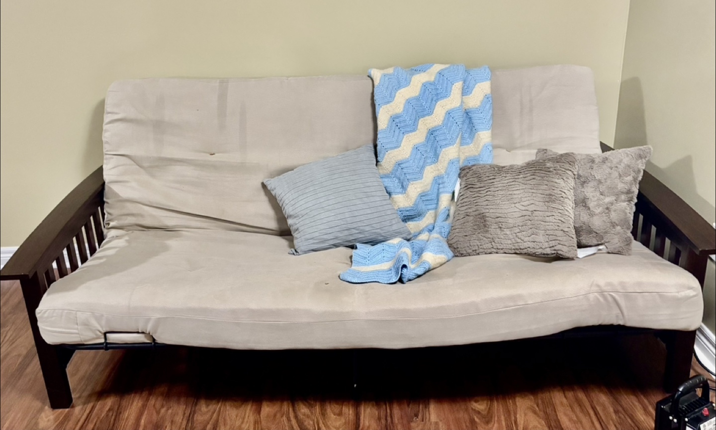 Beige Futon Frame & Mattress - photo 2