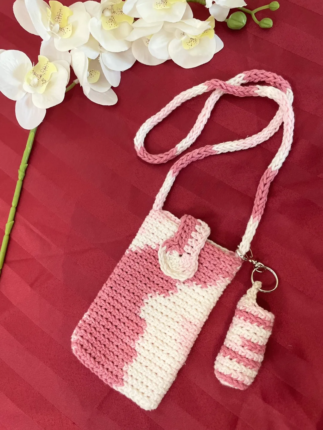 Handmade Crocheted Phone Bag with Lip Balm Holder thumbnail