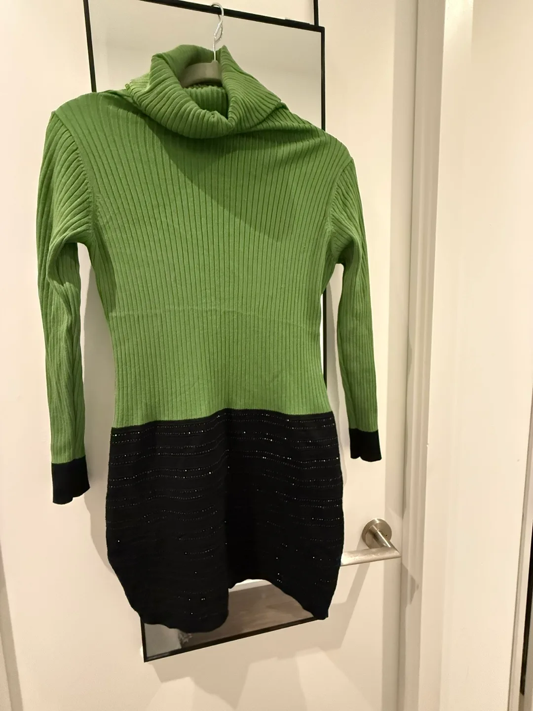 Green & Black Knit Turtleneck Dress thumbnail