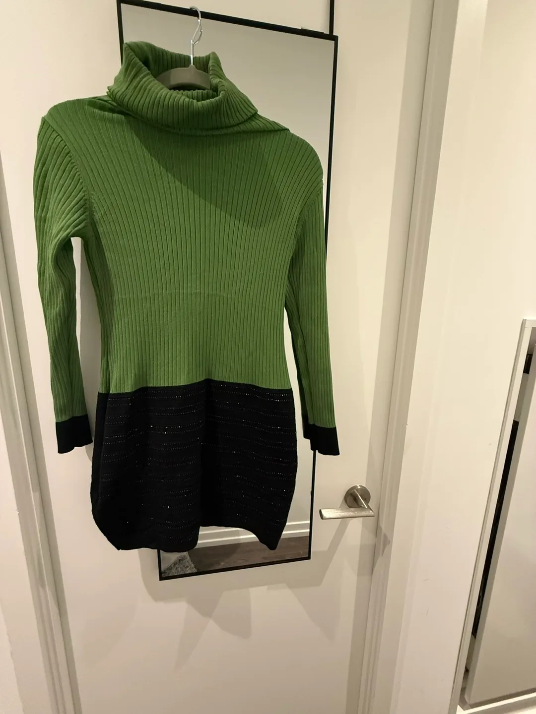 Green & Black Knit Turtleneck Dress image indicator(3)