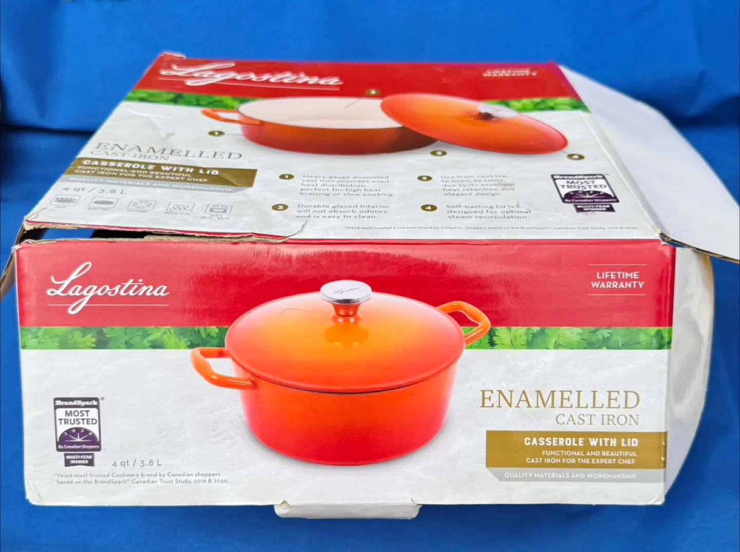 NEW Lagostina Enamelled Cast Iron Casserole 4 qt -NIB image indicator(4)
