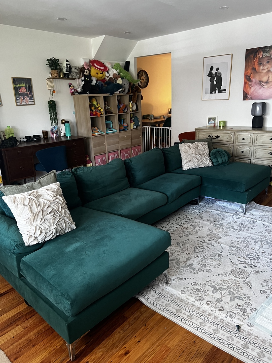 Green Sectional Sofa, 130.5" Width
