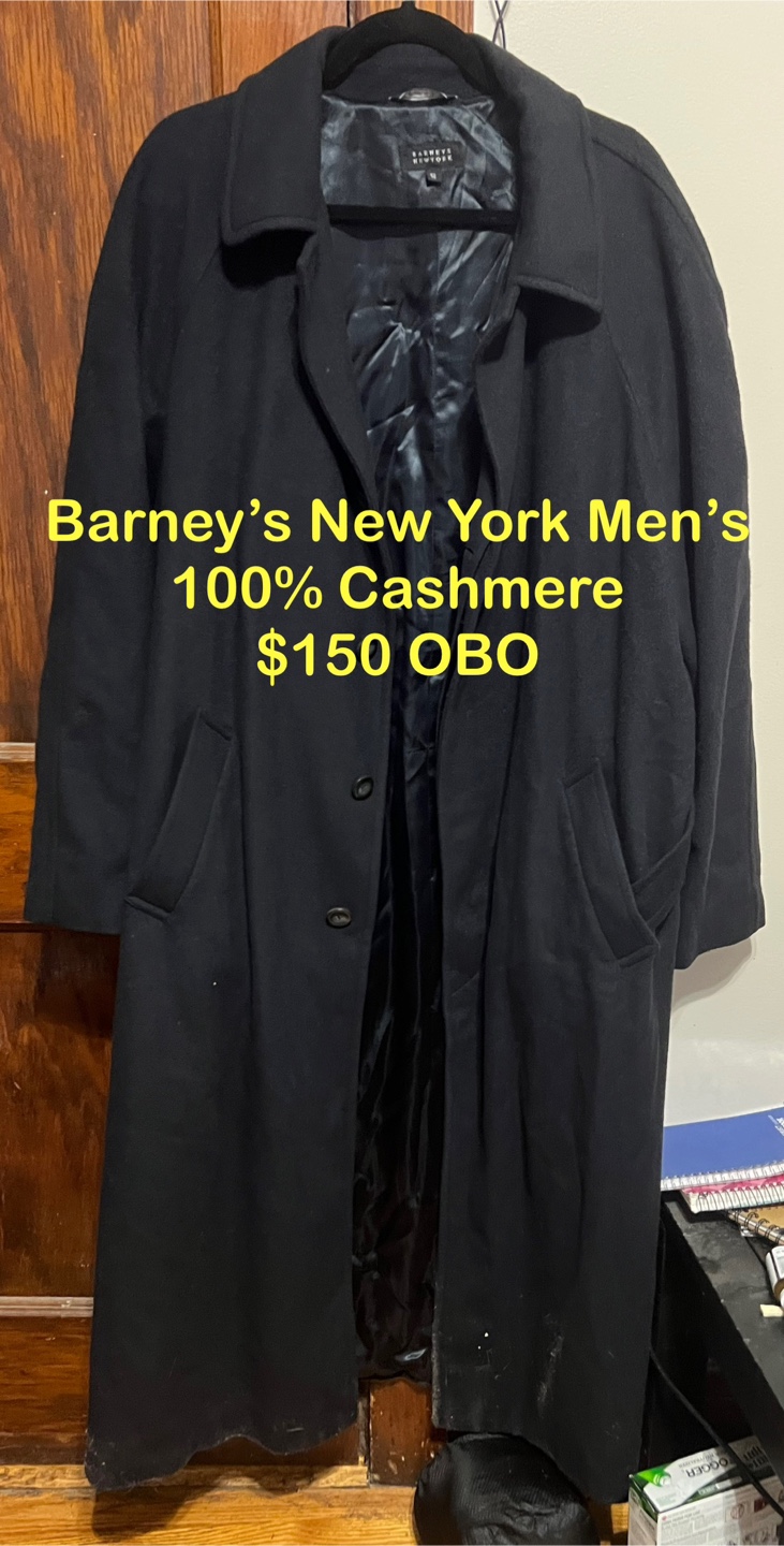 Barneys New York Men's 100% Cashmere Coat - Size 52