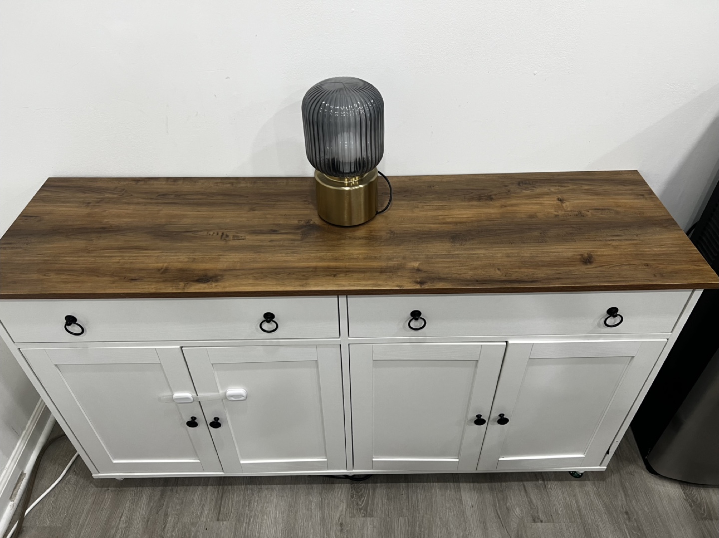White Cabinet with Wood Top - photo 3