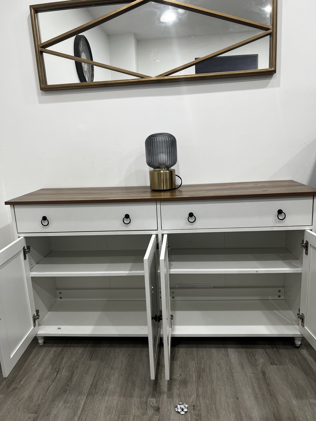 White Cabinet with Wood Top - photo 4
