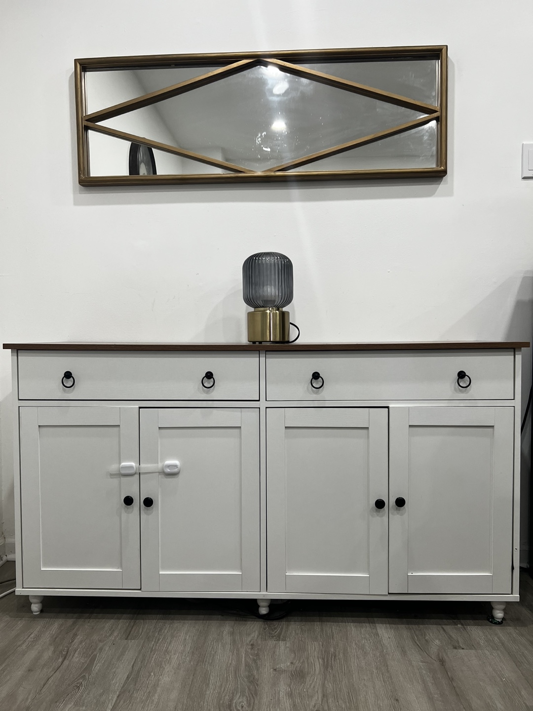 White Cabinet with Wood Top - photo 2