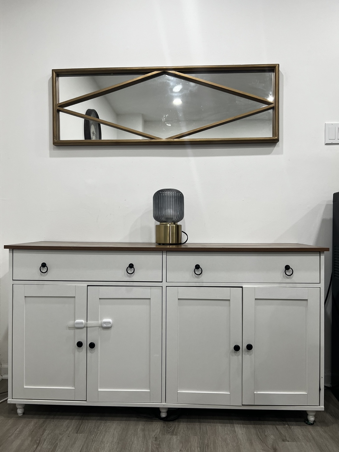 White Cabinet with Wood Top