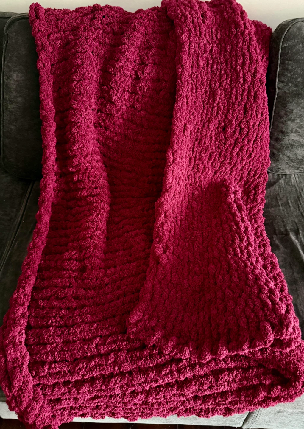 Burgundy Chunky Knit Blanket