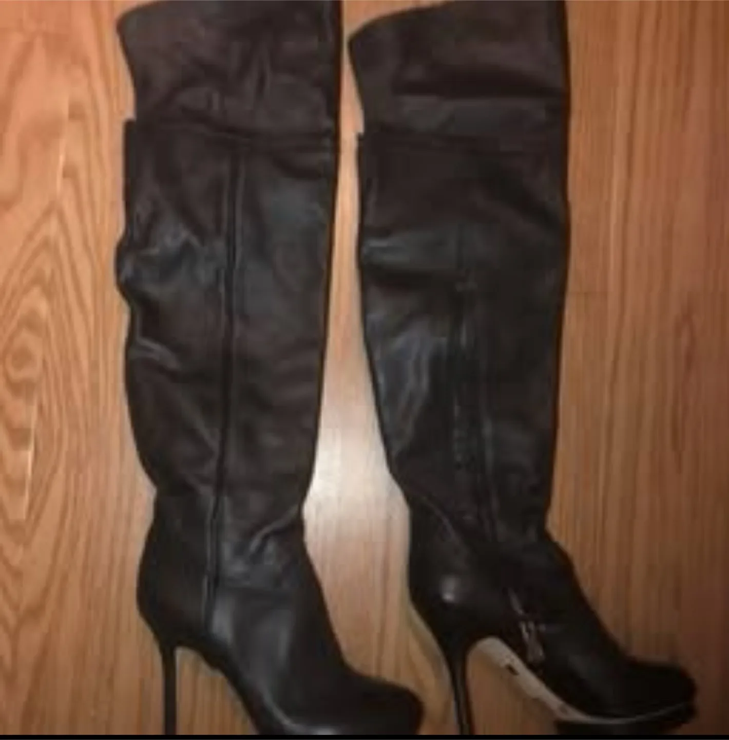 BCBG Black Leather Thigh High Boots - Size 7 thumbnail