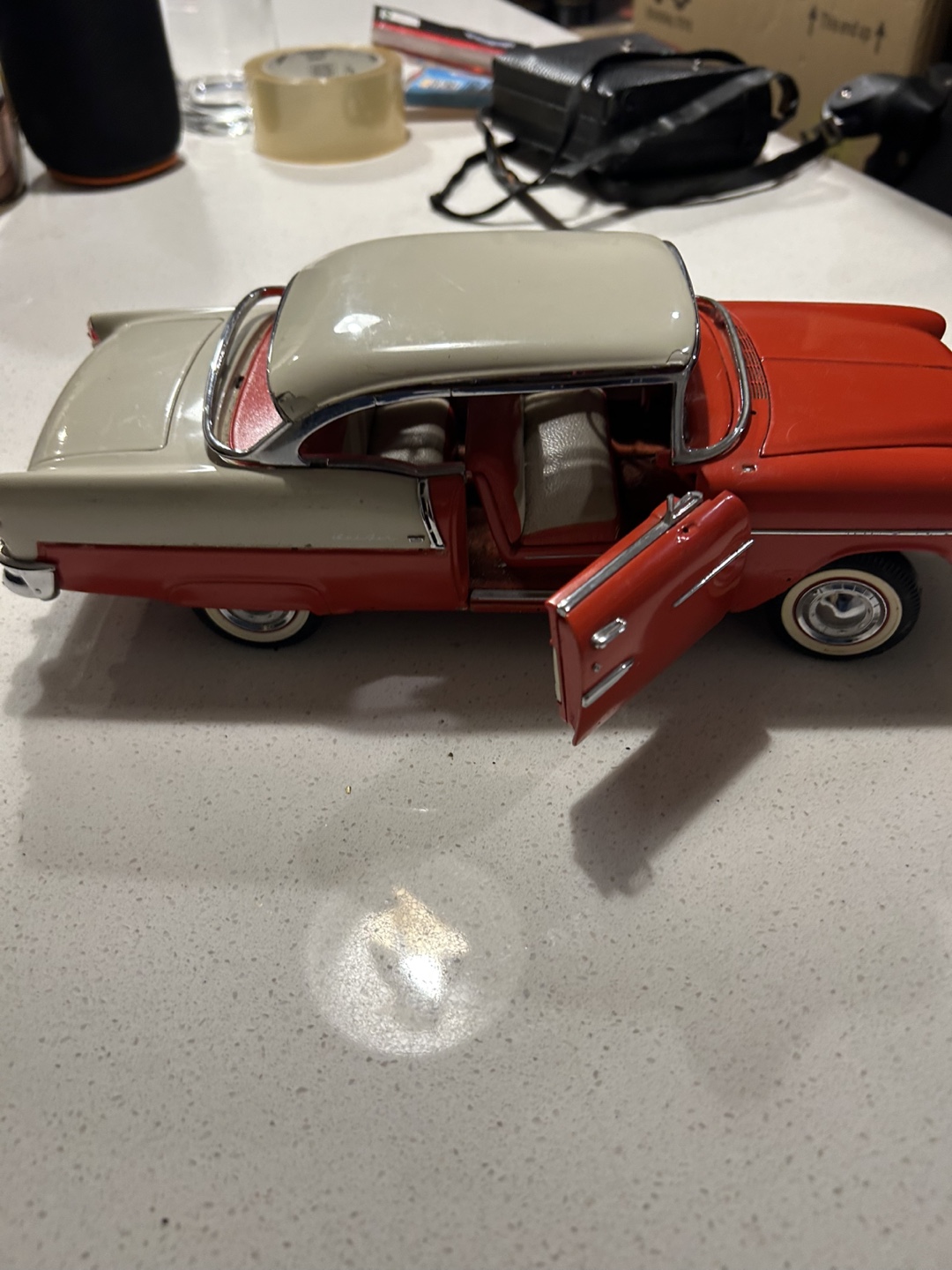 Vintage Red & White Diecast Car
