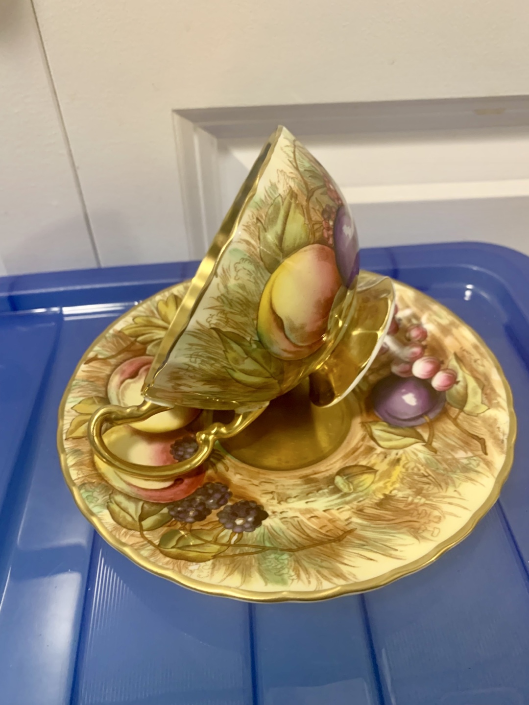 AYNSLEY ORCHARD FRUIT TEA CUP & SAUCER SET SIGNED D. JONES - photo 5