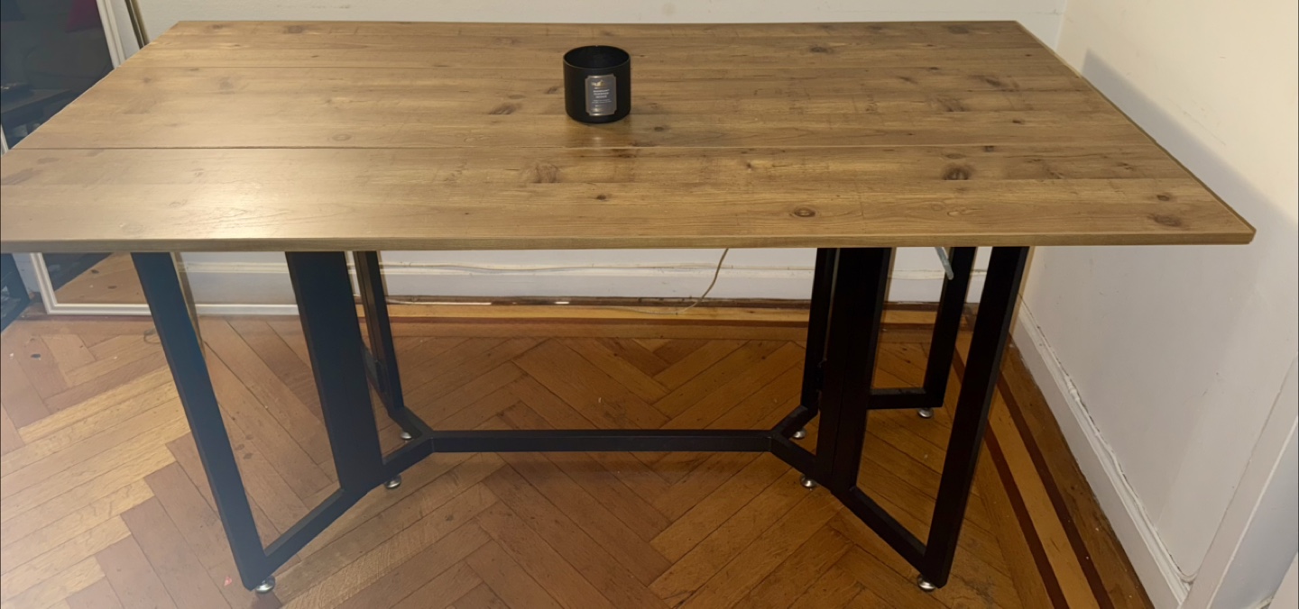Modern Extendable Dining Table – Rustic Wood & Black Metal Frame - photo 4