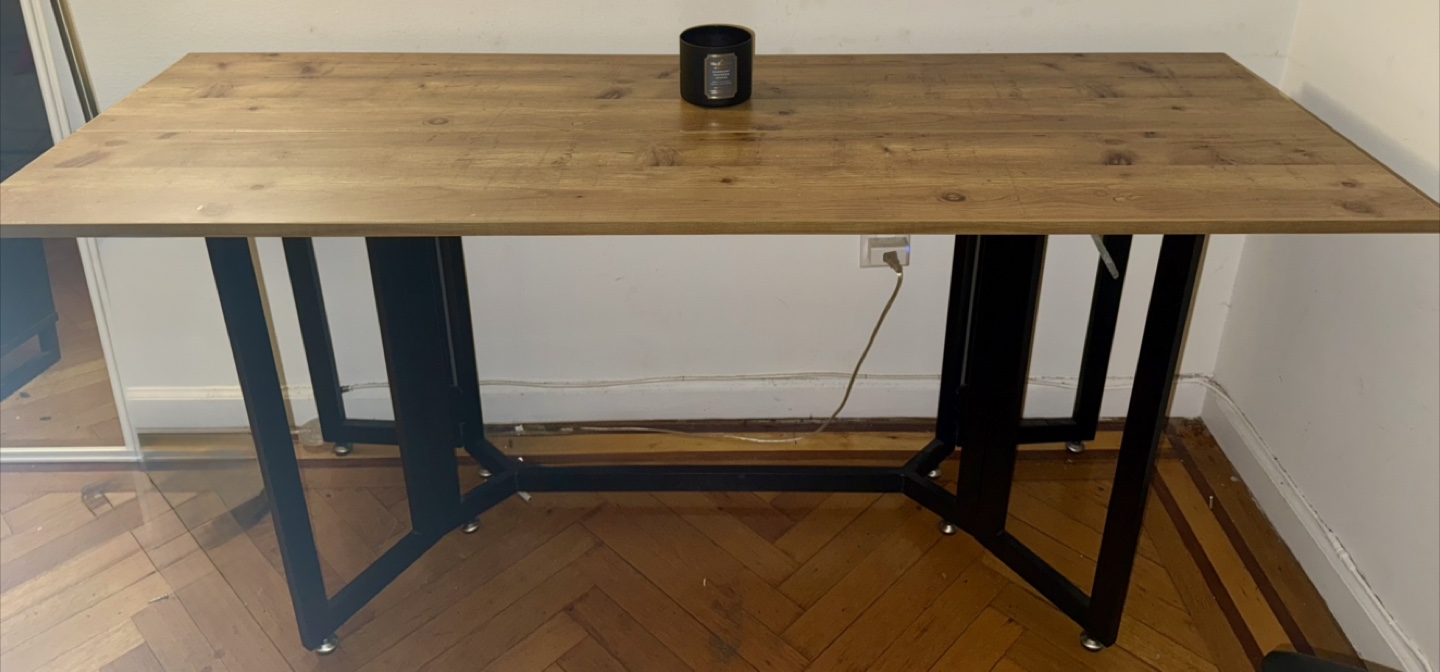 Modern Extendable Dining Table – Rustic Wood & Black Metal Frame - photo 3