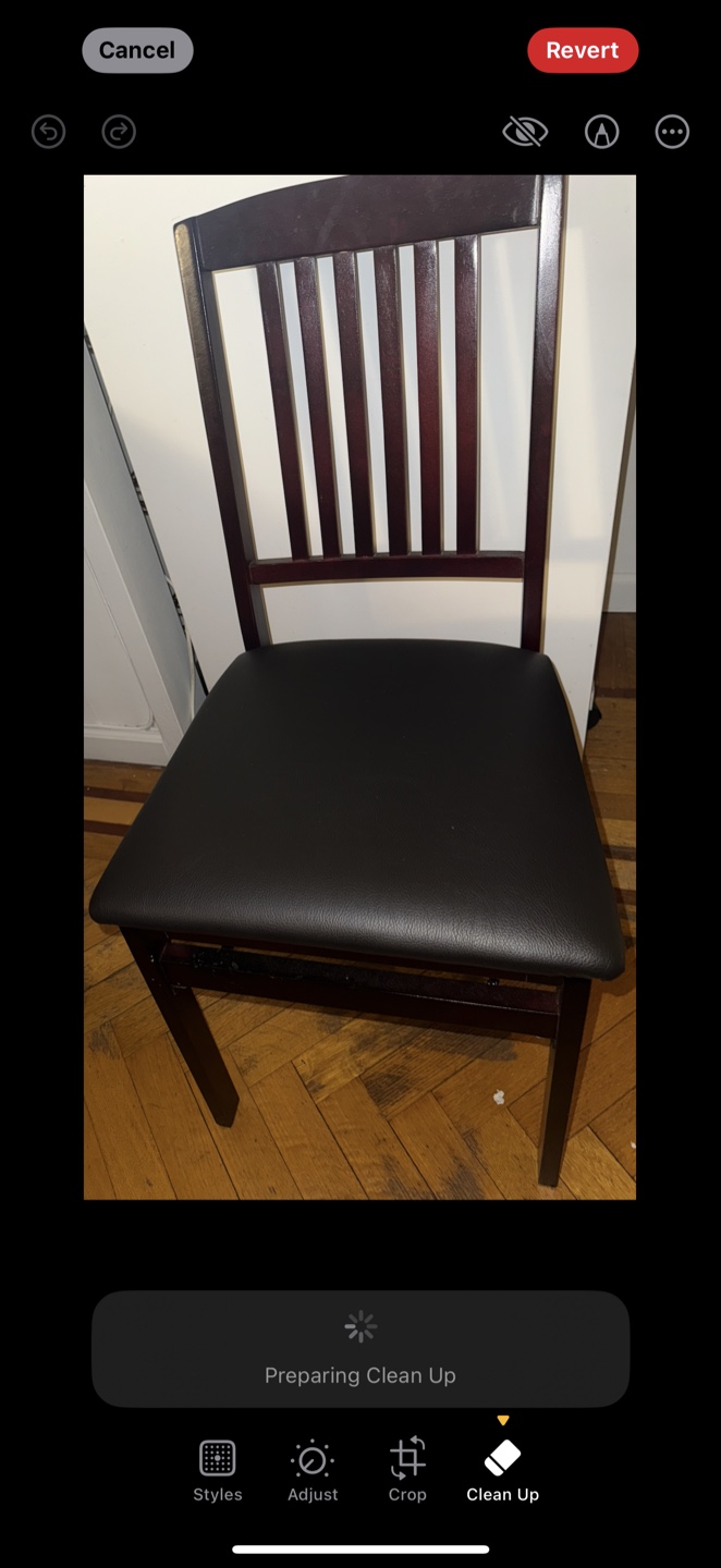 Folding Wooden Dining Chair with Black Leather Seat - photo 4