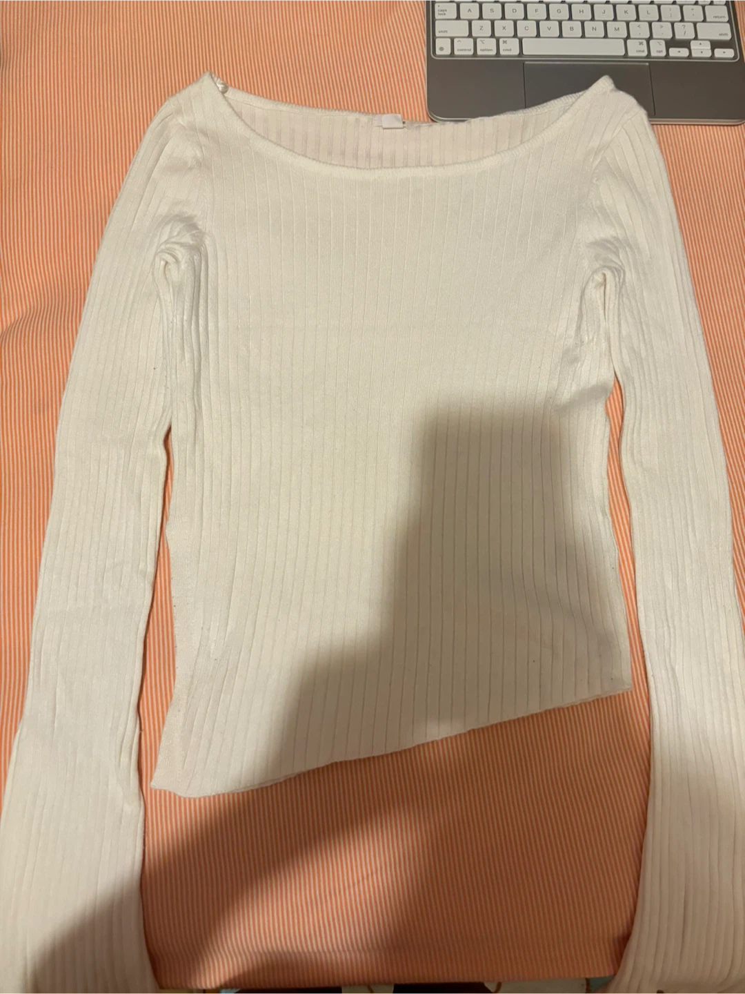 White Long Flare Sleeve Top