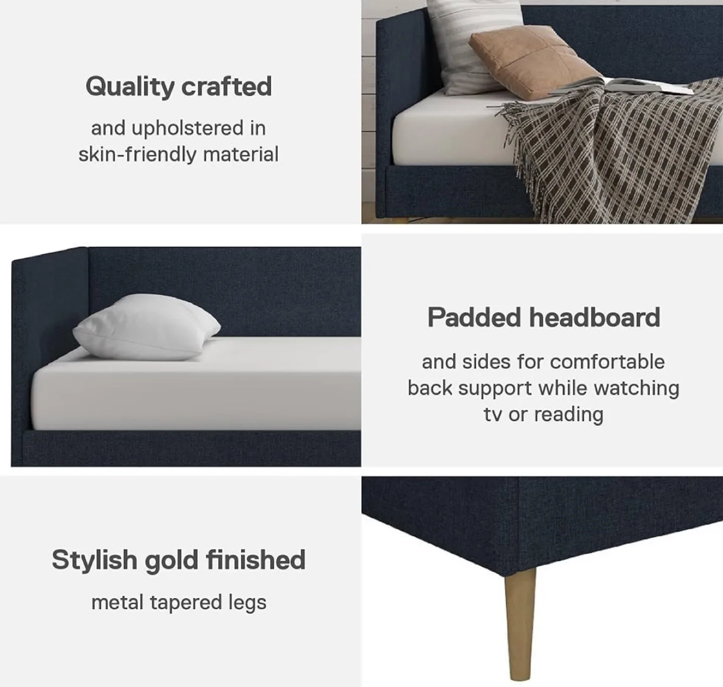 Navy Upholstered Daybed twin size image indicator(6)