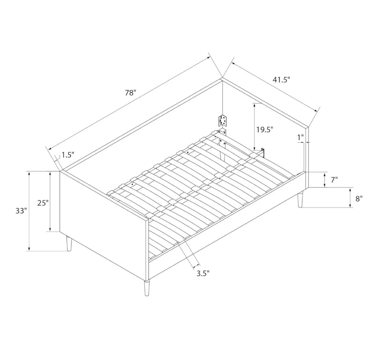 Navy Upholstered Daybed twin size image indicator(8)