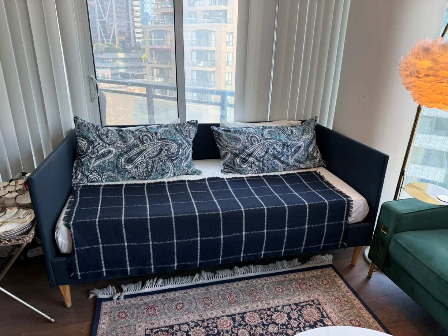 Navy Upholstered Daybed twin size image indicator(2)