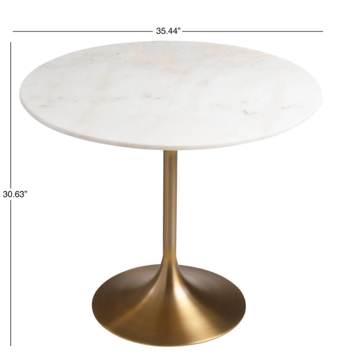 Leilani White Marble Top and Gold Tulip Dining Table image indicator(3)