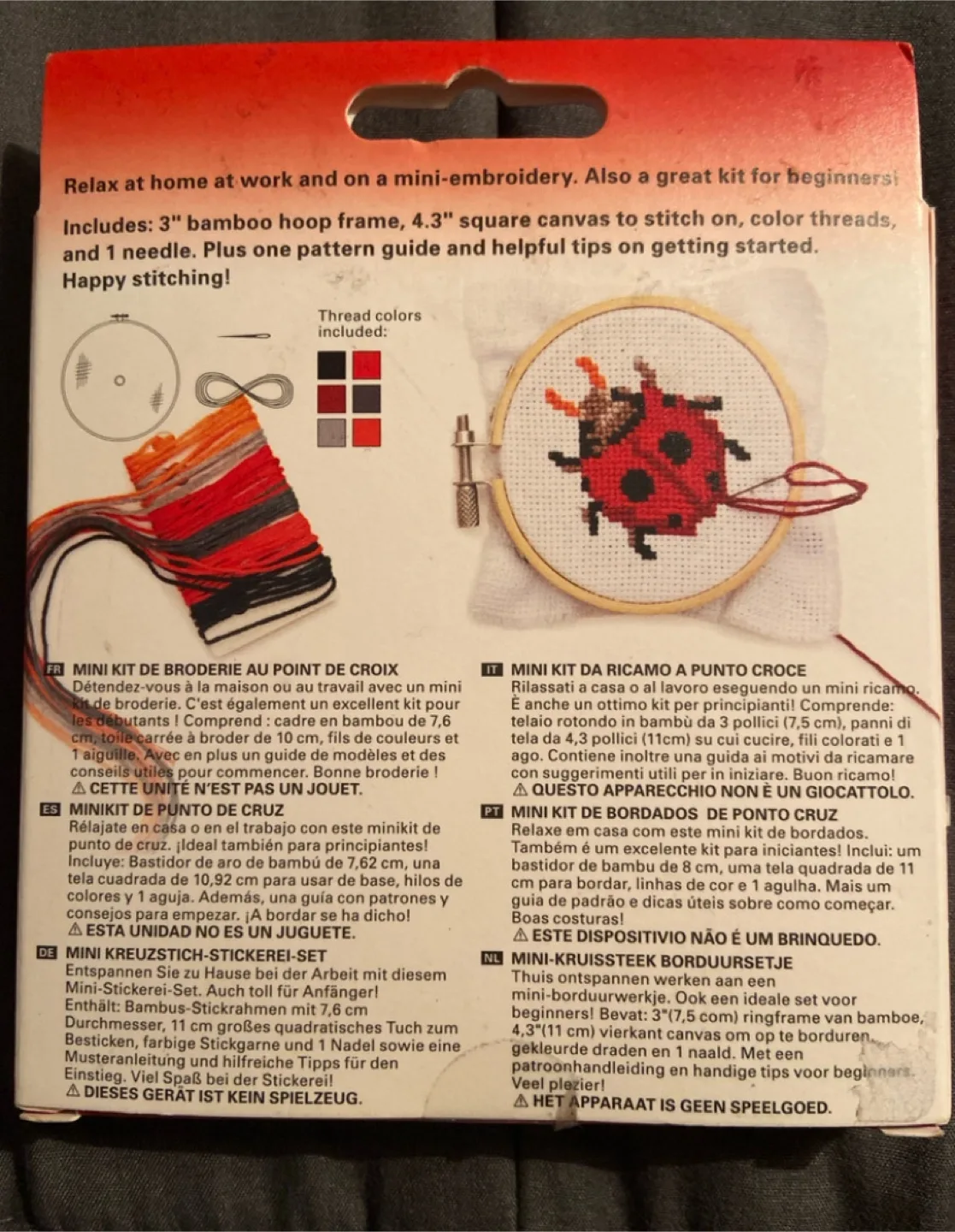 Brand new Kikkerland Mini Cross Stitch Embroidery Kit image indicator(2)