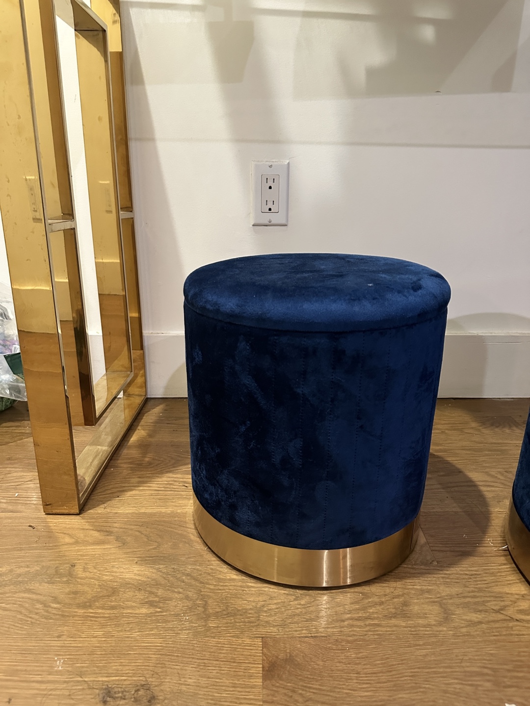 Blue Velvet Storage Ottoman - Set of 2 - photo 2