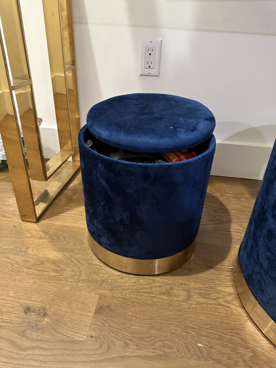Blue Velvet Storage Ottoman - Set of 2 - photo 5