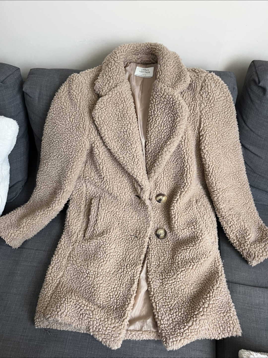 Urban Heritage Beige Teddy Coat Size S