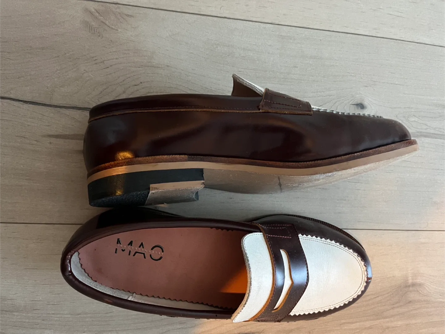 Brown & White Leather Loafers image indicator(2)