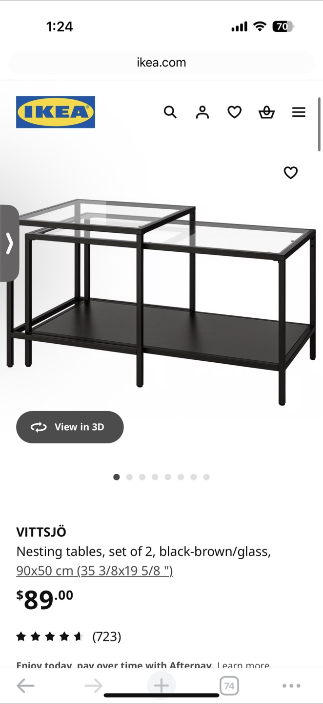 IKEA VITTSJÖ Nesting Tables - Black-Brown/Glass