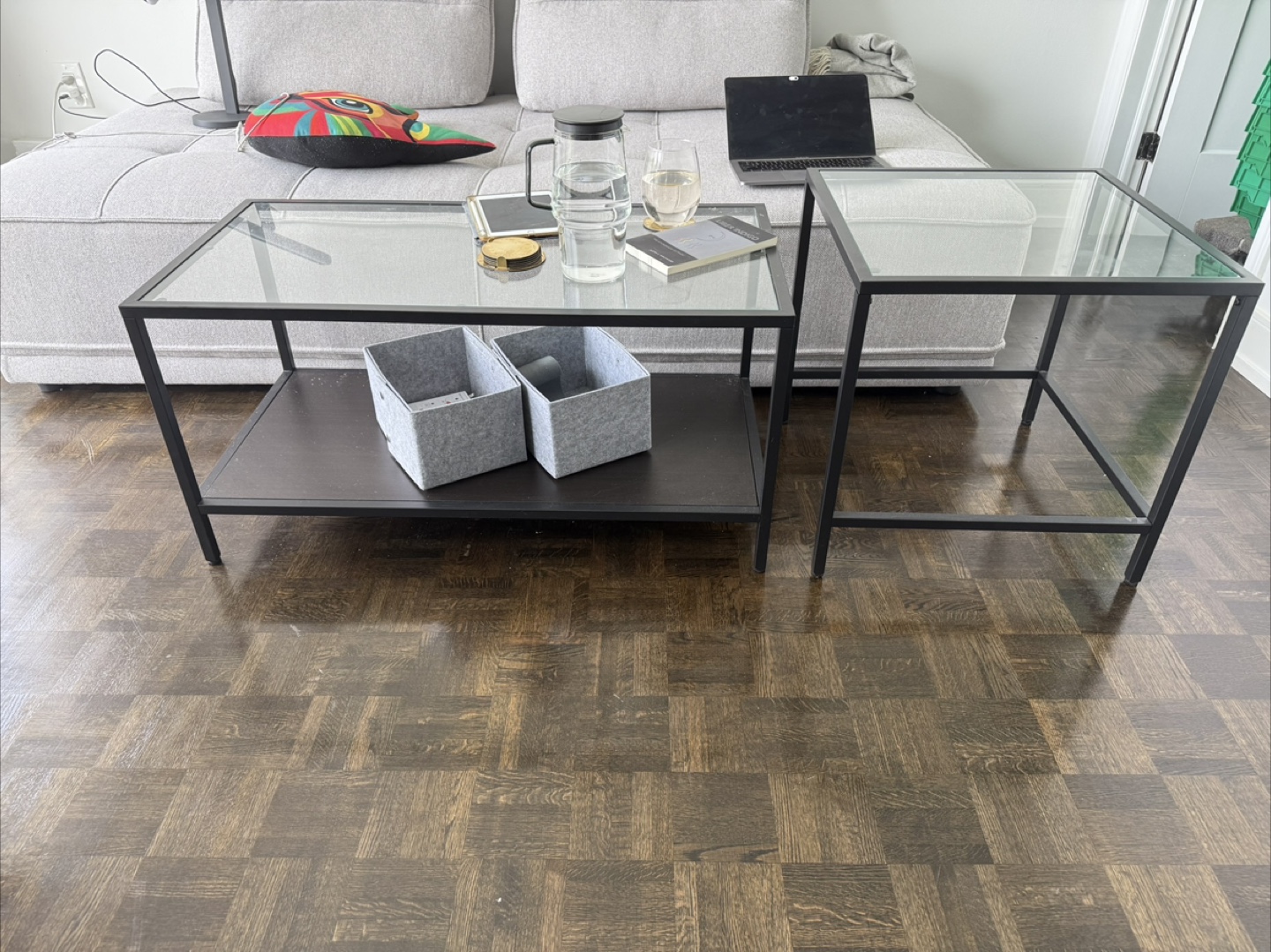 IKEA VITTSJÖ Nesting Tables - Black-Brown/Glass - photo 3