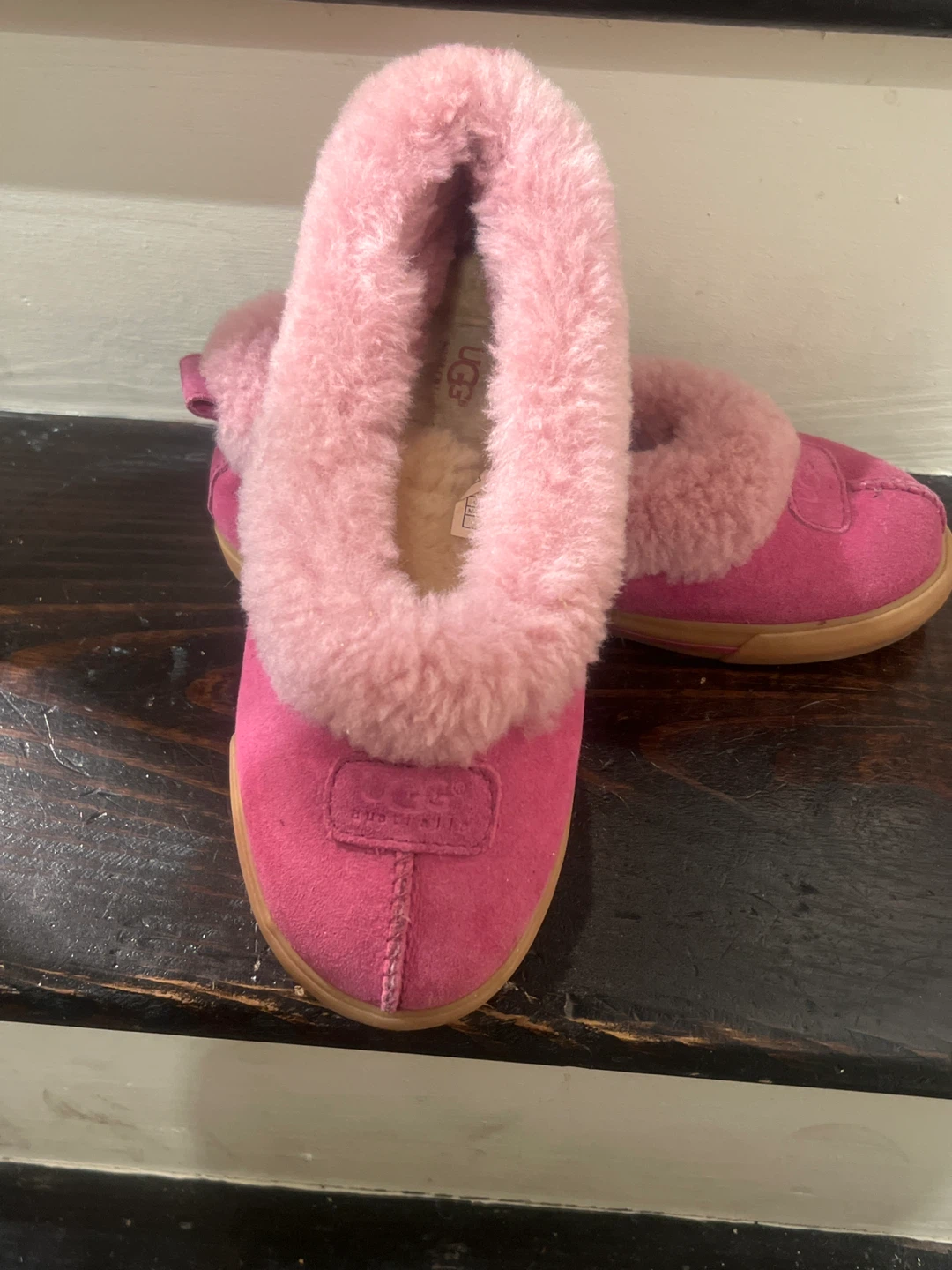 UGG Pink Suede & Shearling Slippers