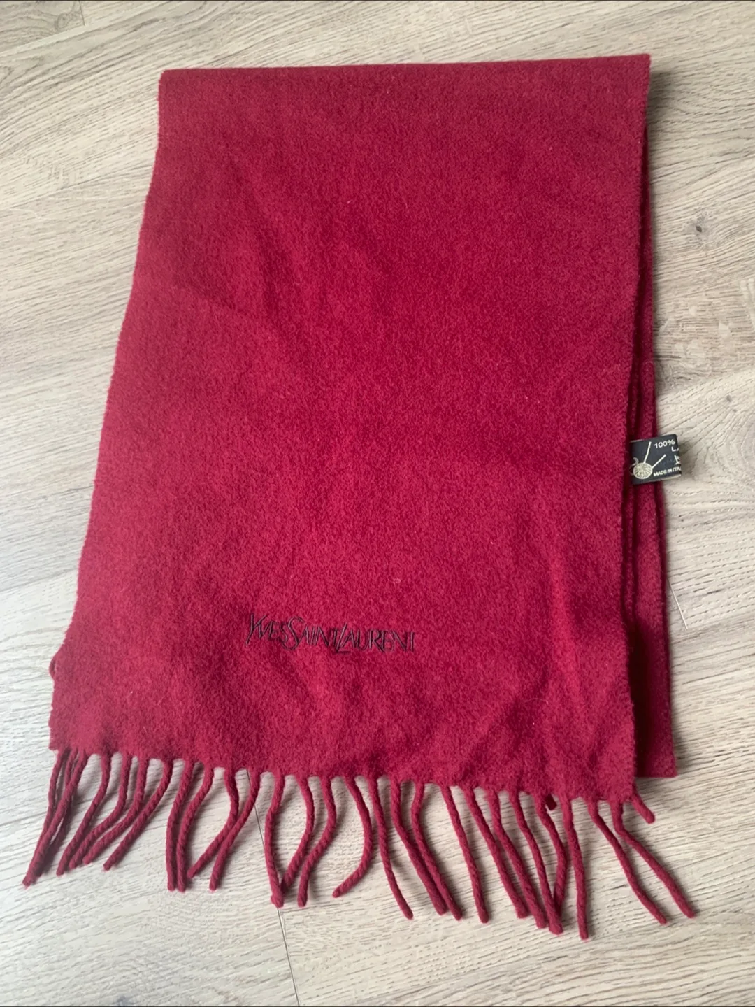 Yves Saint Laurent Burgundy Wool Scarf thumbnail
