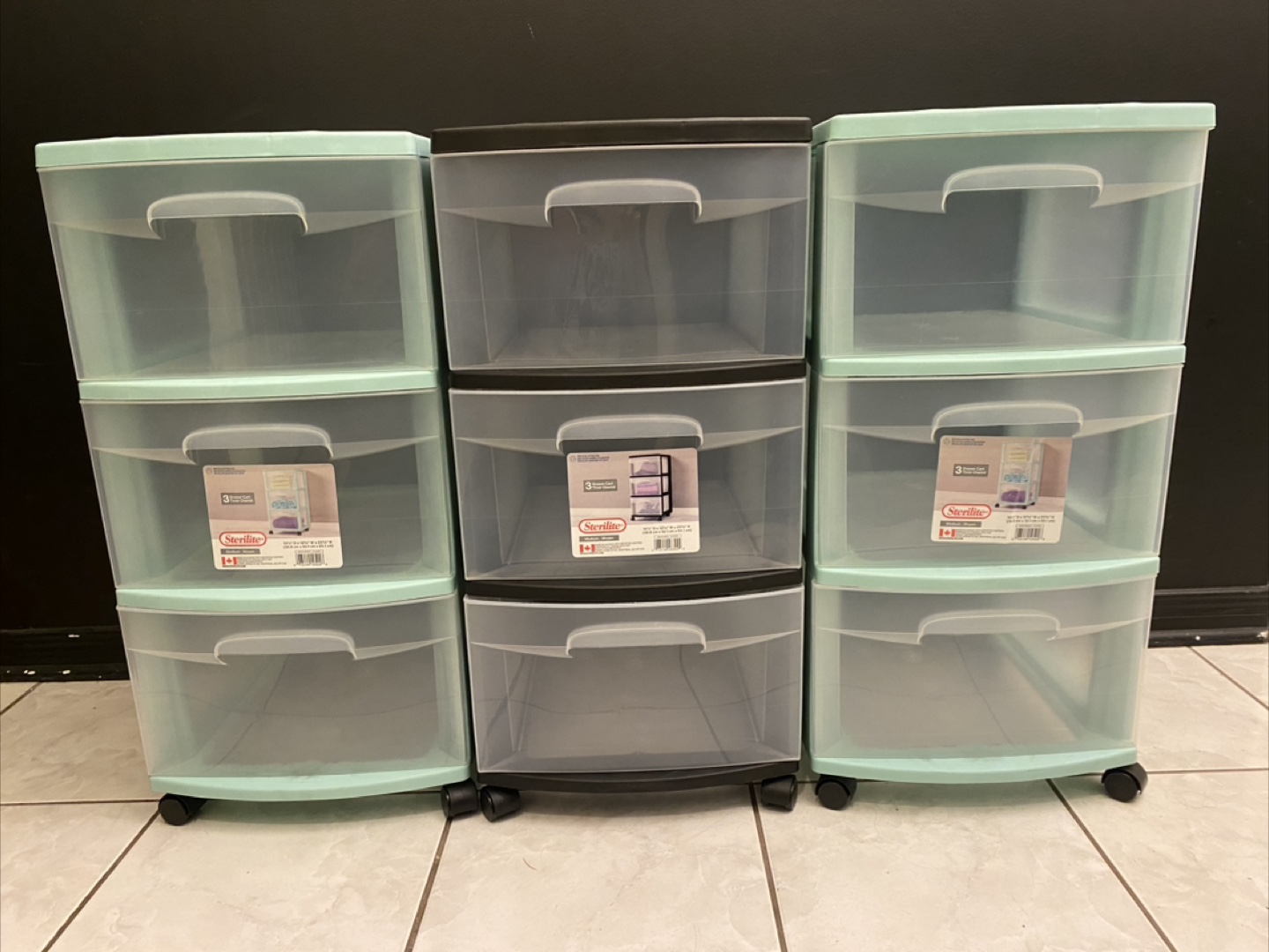Sterilite 3 Drawer Cart - Medium Size
