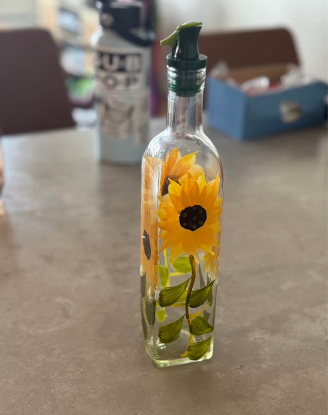 Sunflower Glass Olive Oil Dispenser
