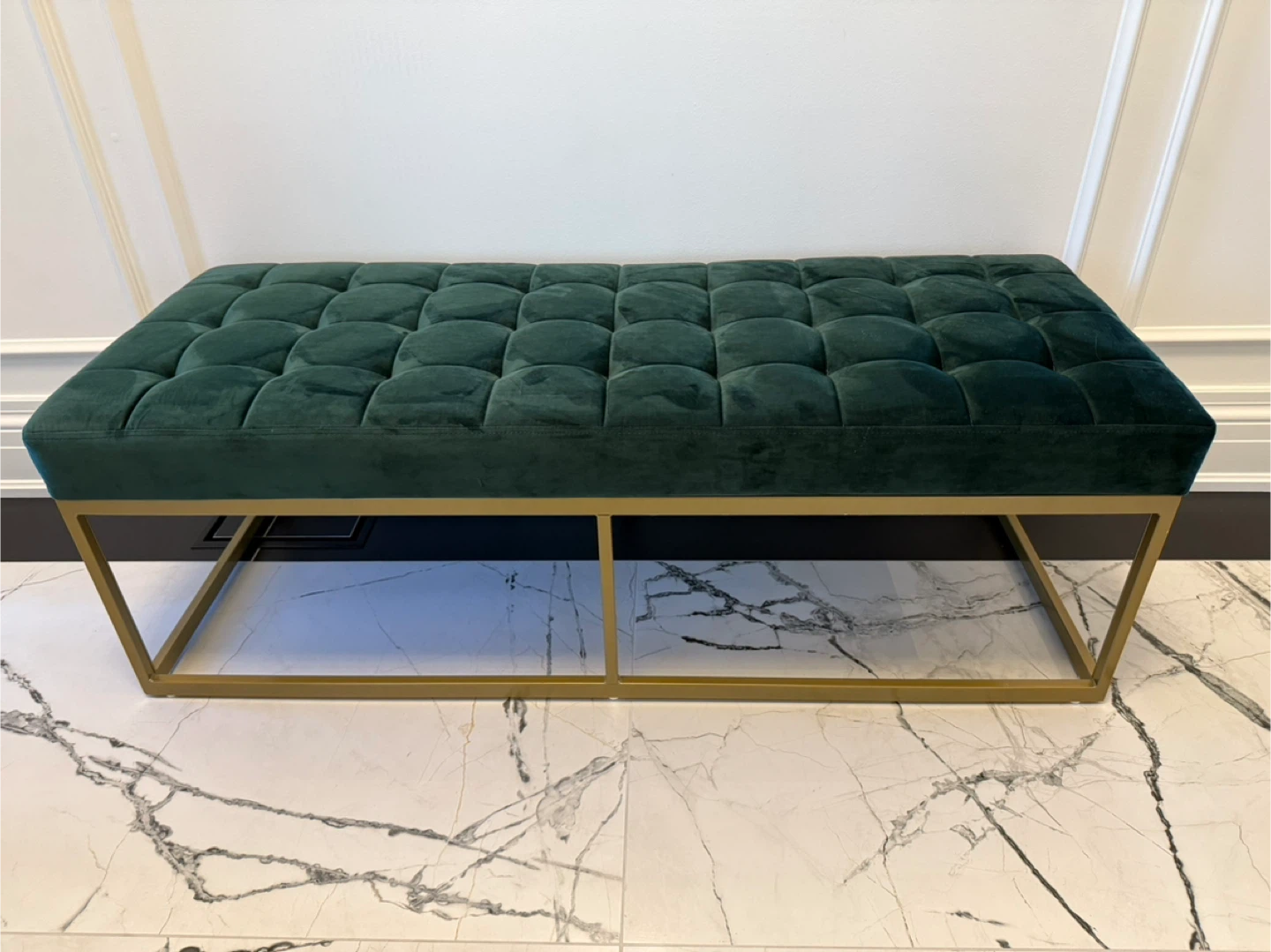 Green Velvet Bench