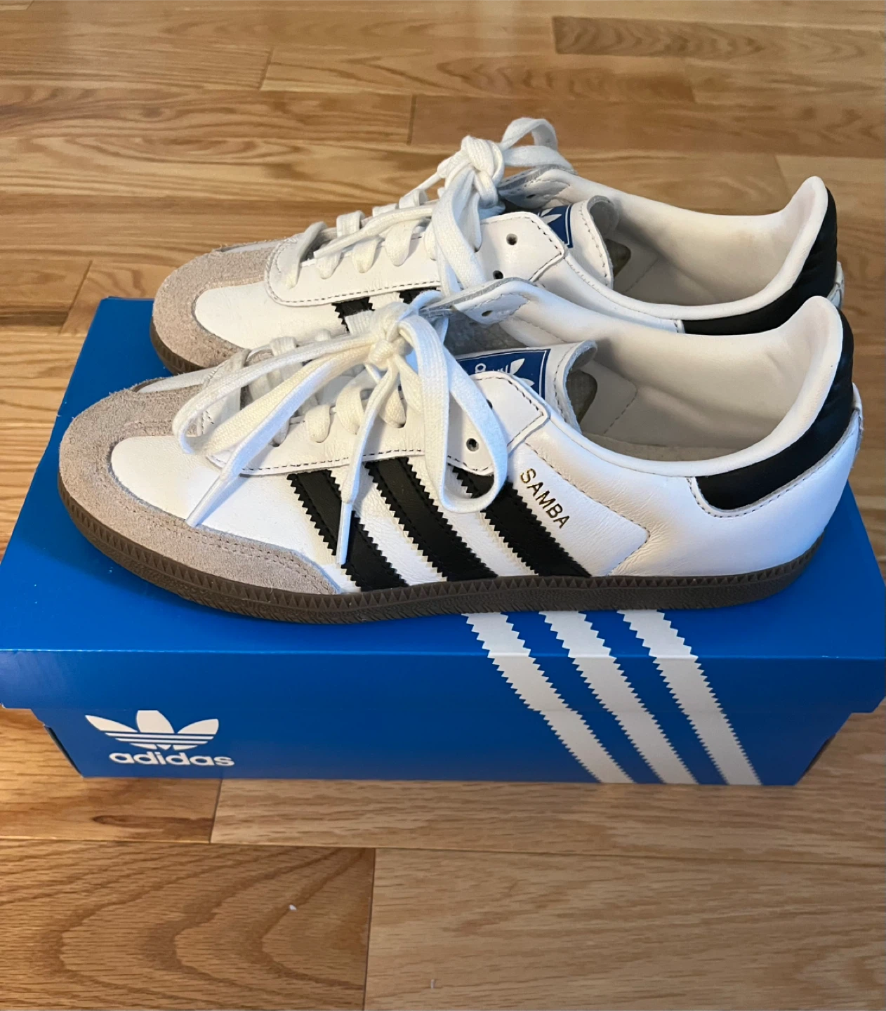 Adidas Sambas - White with Black Stripes - 8.5 W
