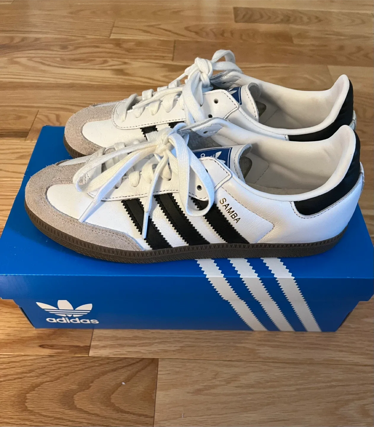 Adidas Sambas - White with Black Stripes - 8.5 W thumbnail