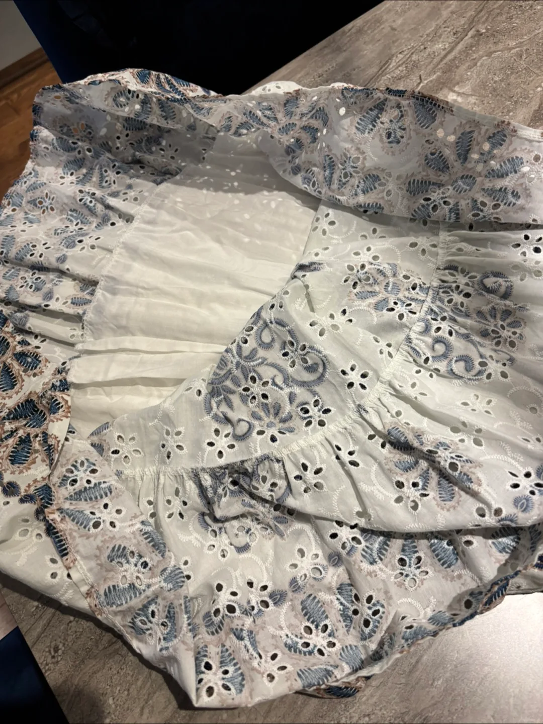 Made in Italy White & Blue Floral Dress with Belt image indicator(5)