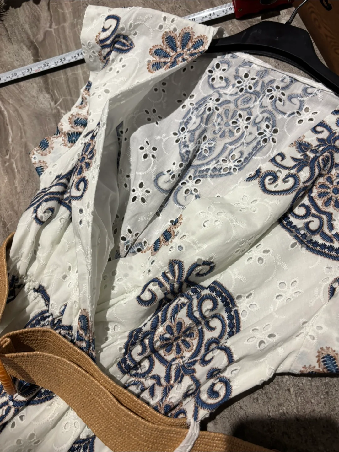 Made in Italy White & Blue Floral Dress with Belt image indicator(8)