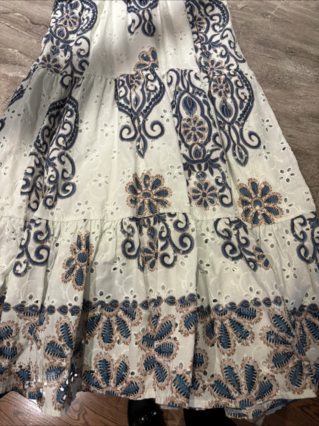 Made in Italy White & Blue Floral Dress with Belt image indicator(7)