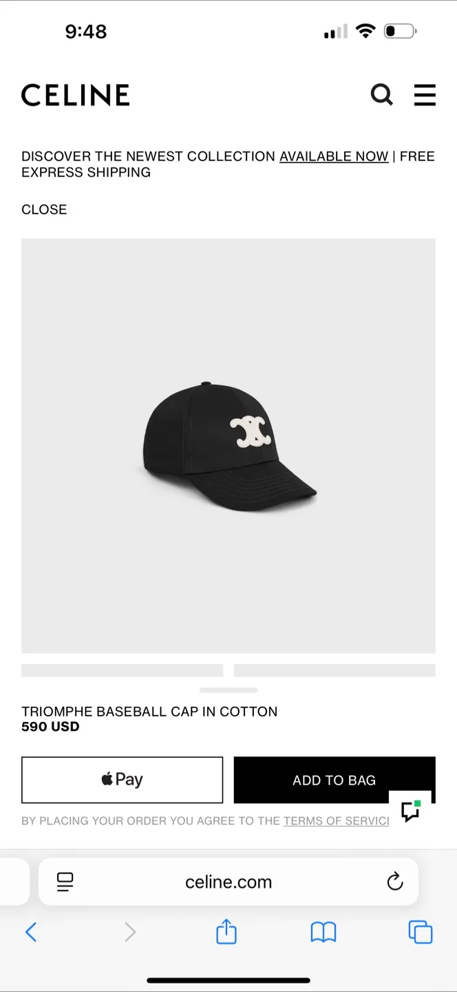 Celine Triomphe Baseball Cap in Cotton, Size S image indicator(4)