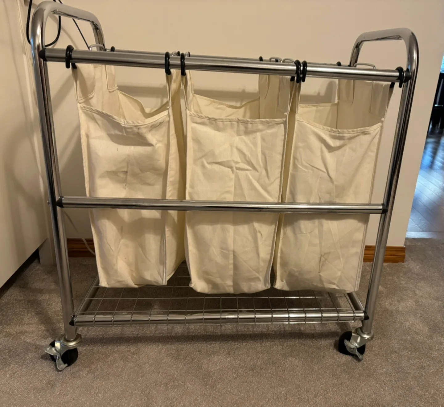 Triple Laundry Sorter Cart