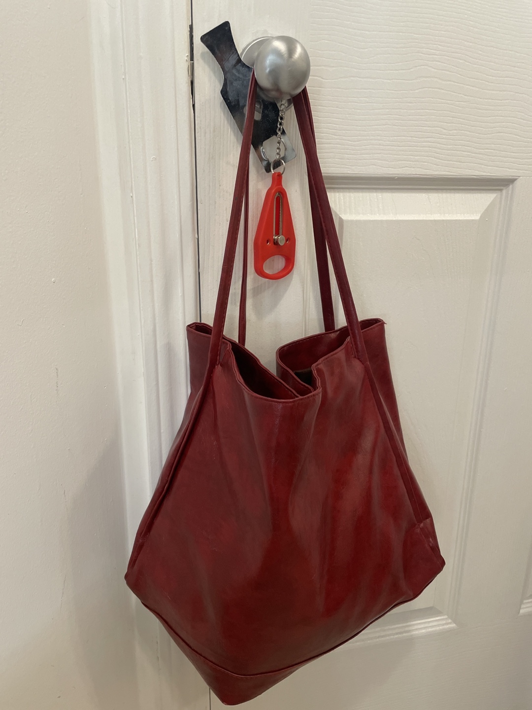 Red Leather Tote Bag