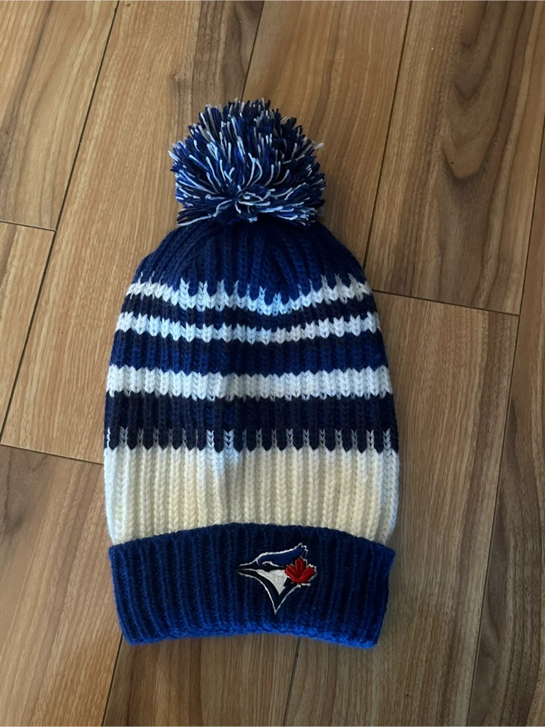 Blue Jays Toque / Knit Winter Hat with PomPom thumbnail