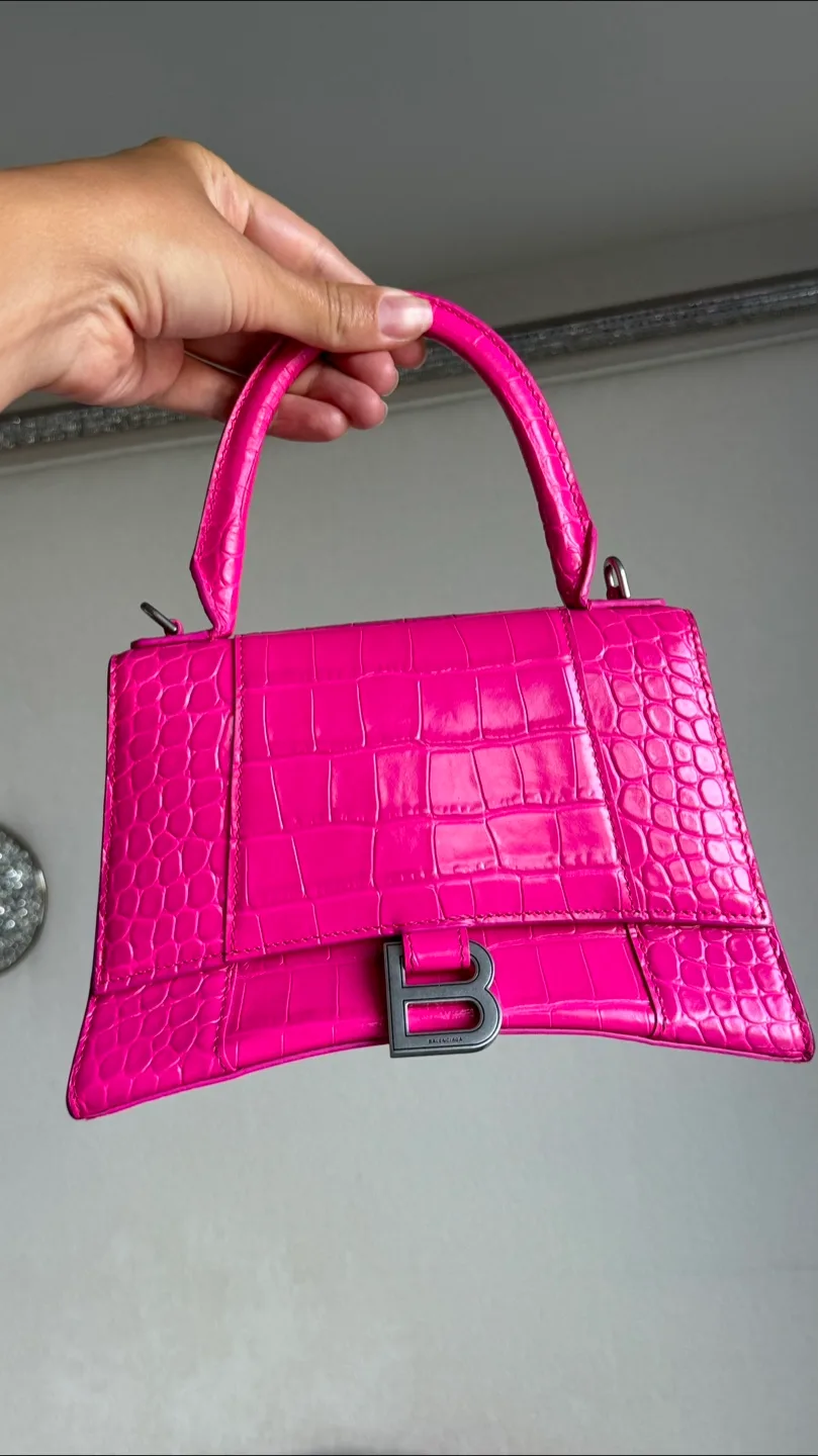 BALENCIAGA Hourglass Small Croc-Effect Leather TOTE thumbnail