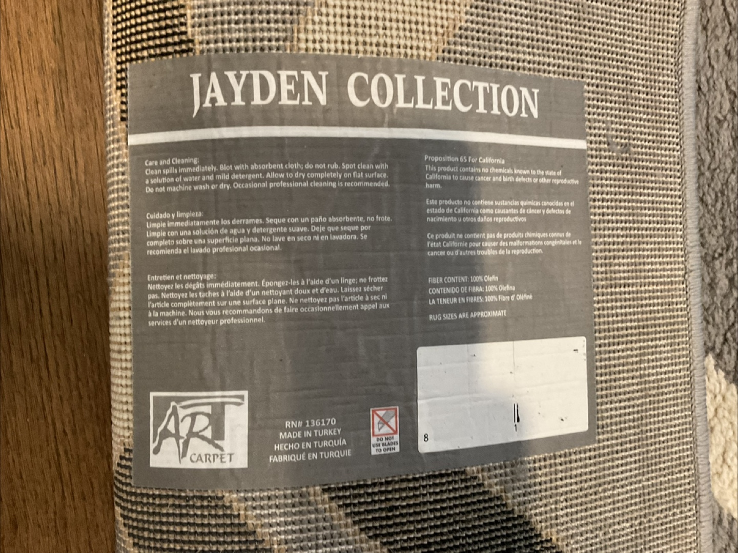 Jayden Collection Area Rug - Grey, Black, Cream - photo 2